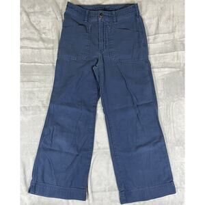 Patagonia Women 0 Organic Cotton Slub Hiking Pants GORPcore Blue Wide Leg 56615